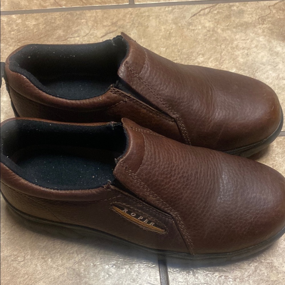 Roper Brown Leather Slip-On Loafers Men’s Size 7.5 Quiet Luxury Career Fall